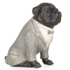 Moritz Decorative Figure Pug Dog in Grey Suit with Bow