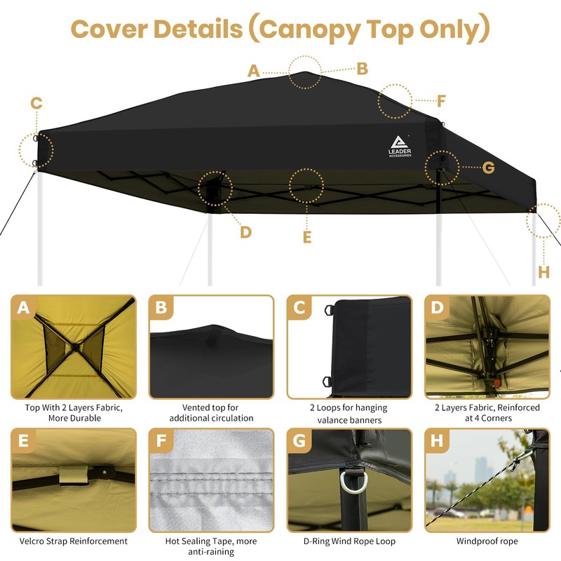 Leader Accessories Deluxe Replacement Canopy Top for 10 X 10