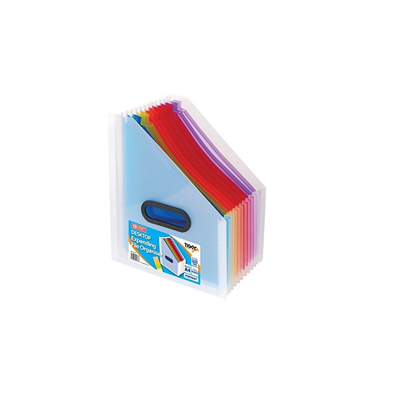 13 Part A4 Desktop Expanding File Portrait Organiser With Coloured