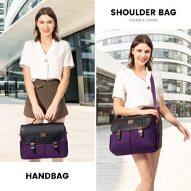 LOVEVOOK Laptop Bag for Women, 15.6 inch Large Capacity Computer Briefcase Case, Crossbody Messenger Shoulder Bag, Office Business Work Tote Bags Purse for Travel Gifts, Black-deep Plum