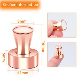 Strong Magnets, Neodymium Magnets, Extra Strong, Pack of 16 Mini Magnets for Fridge, Magnetic Board, Cone Magnets, Pegboard, Pin Board, Small Magnet for Whiteboard, Office, Fridge Magnets, Rose Gold