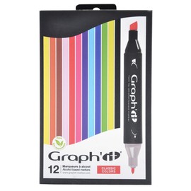 Graph'it Pack of 12 Double Ended Alcohol Based Markers Classic colors