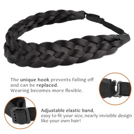 Gledola 5 Strands Synthetic Hair Braid Headband Hair Braided Headband for Women Girl (Deep Brown)