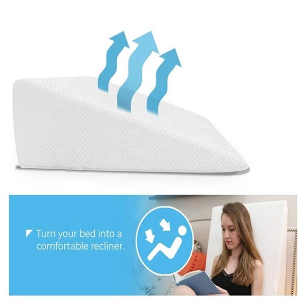 Goldstar Premium Memory Foam Bed Wedge Pillow Doctor Designed Hypoallergenic Support Pillow for Back Pain, Snoring, Gerd, Acid, Reflux, Heartburn, Removable, Washable Cover