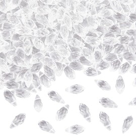 SOFPLATE 1 Box 200Pcs 6x12mm Teardrop Crystal Bead Suncatcher Glass Beads Tear Drop Transparent Clear Chandelier Top Drilled Faceted Spacer Loose Bead for Jewelry Making Earring Chandelier DIY Crafts