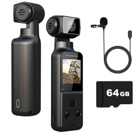 ZOMFOM 4K Body Camera with External Microphone, Mini Video & Audio Pocket Cam 270° Rotation Camera for Outdoor Sport, Bike, Travel, Police Law Enforcement, Personal Civilians, 64GB Included