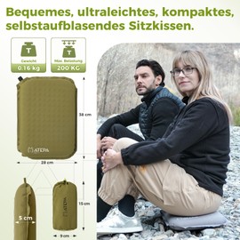 ATEPA Seat Cushion Outdoor Camping Inflatable Seat Cushion Ultralight Self-Inflating Seat Cushion Waterproof Seat Pad Outdoor Kayak Seat Cushion for Camping, Portable Seat Cushion, Fishing Boat