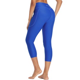 baleaf Women's 20" High Waisted Swim Pants Long Swim Capris UPF50+ Swimsuit with Liner and Pockets Royal Blue XXXL