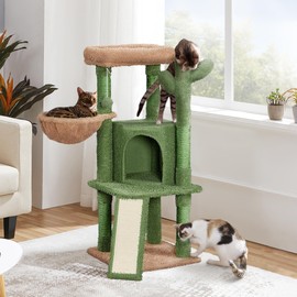 Yaheetech Yaheetech Cactus Cat Tree, 42in Cat Tower for Indoor Cats, Multi Level Cat Condo Scratching Post, Cat Activity Center Pet Furniture w/Ball, Plush Perch, Platform, Basket