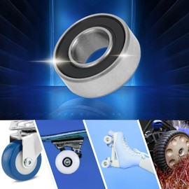 ACROPIX MR115-2rs Deep Groove Ball Bearings P5 5x11x4mm Lubricated Bearings Double Rubber Seal Black Silver Tone Scooter Skateboard Wheel - Pack of 10