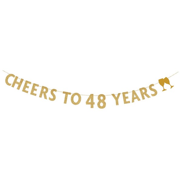 MAGJUCHE Gold glitter Cheers to 48 years banner,48th birthday party decorations