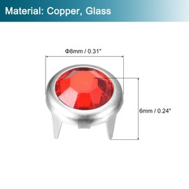 sourcing map 100 Pieces Rhinestone Rivet Refills 8mm Iridescent 4 Claw Nail Head Rivets Embellishments Decorative Rivets for DIY Leather Craft Clothes Bag Belt (Red)