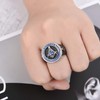 INRENG Men's Stainless Steel Vintage Freemason Masonic Biker Rings Blue