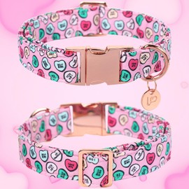 UP URARA PUP Valentine's Dog Collar, Heart Dog Collar for Small Medium Large Girl Boy Dogs or Cats, Wedding Dog Collar Match Dog Leash, Pet Collar with Metal Buckle, XS