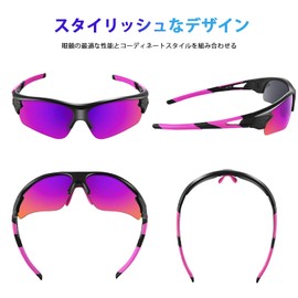 BEACOOL Sports Sunglasses, TR90 TAC, Lightweight, Polarized Lenses, Baseball, Cycling, Running, Mountain Climbing, Fishing, Golf, Driving, UV400, UV Protection, Unisex, Safe, Clear (Black & Pink)