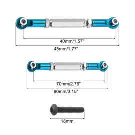 sourcing map Adjustable Turnbuckles Camber Link Linkages Aluminum Alloy RC Car Steering Pull Rod Servo Linkages Tie Rod for 2WD 1/10 RC Car Crawler（Blue）