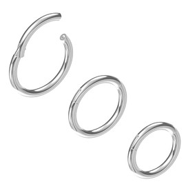NewkeepsR 3PCS-16g×7/8/9mm Small Steel Helix Cartilage Lip Rings for Men and Women,16 Gauge Hinged Clicker Seamless Nose Hoop Silver Sleeper Earrings
