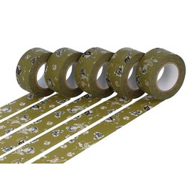 Classiky Set of 5 Masking Tape Washi Girls Yomogi Green 24 mm x 15 m