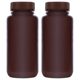stonylab Amber Wide Mouth Reagent Bottle, 500 ml, PP Screw Cap, 2 Pack, Durable and Chemical Resistant Laboratory Supply