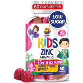 Zinc Gummies for Kids - Chewable Zinc Gummy Supplement for Children Immune Support - Low Sugar Natural Antioxidant Non-GMO Vitamin Chewables for Toddlers & Teens - 60 Gummies