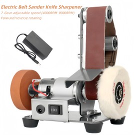 Mini Benchtop Belt Sander, Electric Knife Sharpener, Power Grinder Polisher Sander Sanding Machine for Woodworking Metal Working Knife Making 4000-9000RPM