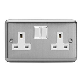 Varilight - 2 Gang 13 Amp Double Switched Socket Matt Chrome - XS5W