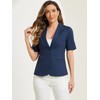 Allegra K Blazer for Women's Short Sleeve Button Front Cotton