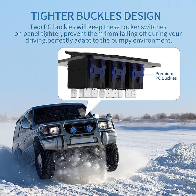 3 Gang Rocker Switch Panel Waterproof Pre Wired Aluminum Alloy