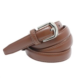 YEHMAN Classic Thin Women's Leather Belt Width 2 cm Length 120 cm Can Be Shortened, light brown