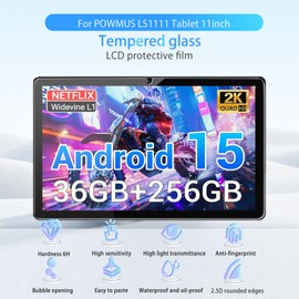 NOUKAJU Screen Protector for POWMUS LS1111 Tablet 11inch, HD Tempered Glass,9h Hardness,Scratch,Anti-Fingerprin,Tempered Glass Film Guard for POWMUS LS1 Tablet[2 Pack]