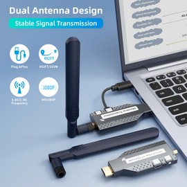 Wireless HDMI Transmitter and Receiver,492ft/150m 4K Decode 1080P Output Plug&Play 2.4G/5.8G Portable HDMI Wireless for Video and Audio to Monitor from PC/TV Box/Projector1