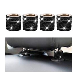 CGEAMDY Car Headrest Collars, Crystal Rhinestone Headrest Rings, Personality Bling Rhinestone Car Seat Headrest, Crystal Car Seat Headrest Collar (Black)
