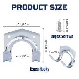 WUWWUT 12 Pcs Tool Hanger Hooks Garden Tool Storage Organiser, Heavy Duty Shed Multi-Tool Hangers with Screws, Anti-Slip Double Hooks for Warehouse Garage Tools