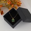 18k Tiny Square Emerald Necklace Green Necklace Gold Pendant Necklace