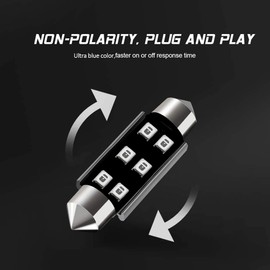 AUXLIGHT 211-2 212-2 578 569 214-2 41MM 1.61”Festoon Canbus Error Free LED Interior Light Bulbs Ultra Blue, Super Bright 6SMD Chips for Dome Map Door Courtesy License Plate Lights (Pack of 6)