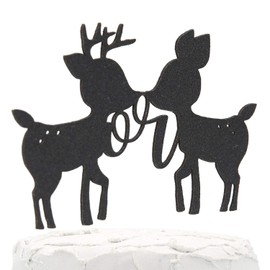 NANASUKO Gender Reveal Cake Topper - Buck or Doe - Double Sided Black Glitter - Premium Quality Made in USA