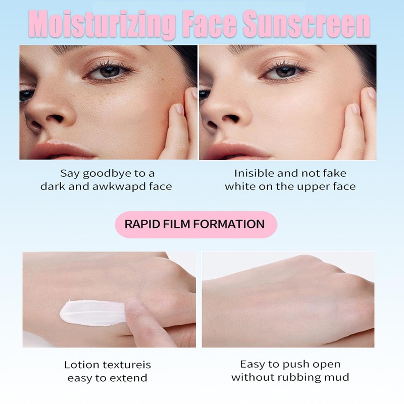 Facial sunscreen, moisturizing, refreshing, waterproof and sweat-proof sunscreen, SPF50 PA+++