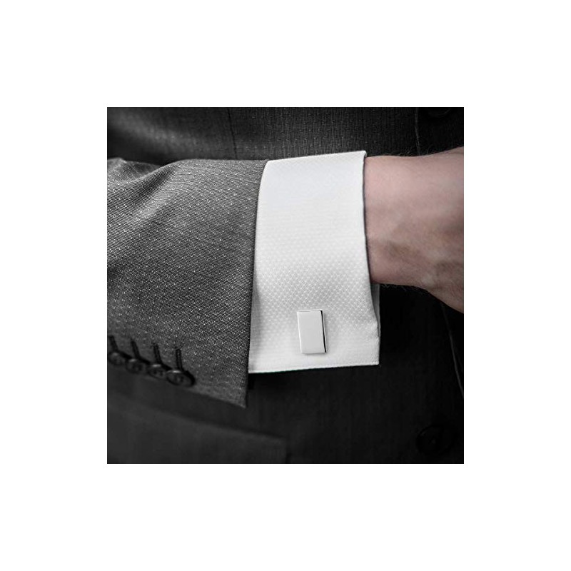 Longsing Men's Cufflinks Stainless Steel Pair Silver Classic Cufflinks Men's