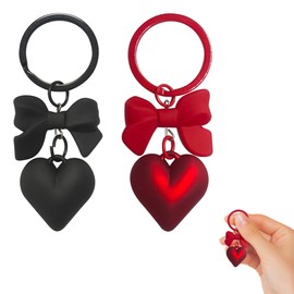 REKUA 2pcs Black and Pink Bow Heart Cute Keychain Set, Stylish Keyring Charms and Bag Charms for Womens Handbags, Nice Gift Keychain Accessories