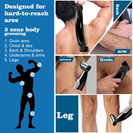 Movelove - Body Groin Trimmer Groomer, Electric Back Shaver for Men, Waterproof Body & Manscaping Trimmer with Back Attachment, Big Power,Seat Charge with Type - C USB Cable