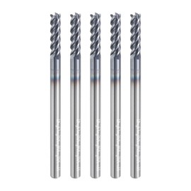 sourcing map 5pcs Carbide Square Nose End Mill Bit 3/32" Cut Dia 4 Flutes TiAlN Coated Milling Cutter for Hardened Steel Metal (3/32" Shank 5/16" Cut Length 1-1/2" Long 45 Degree HRC53-55)