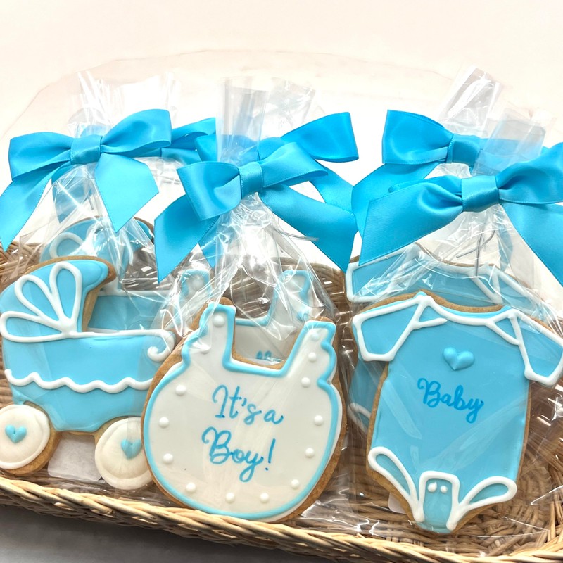 Baby Shower Assortment Cookies- 6 Decorated Crunchy Shortbread Cookies Individually