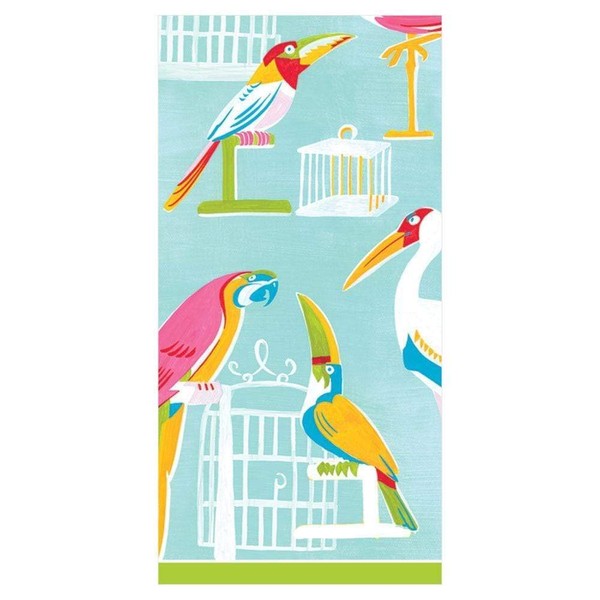 2 Packs of Caspari Paper Pocket Handbag Tissues - Hankies - The Aviary Birds Parrots