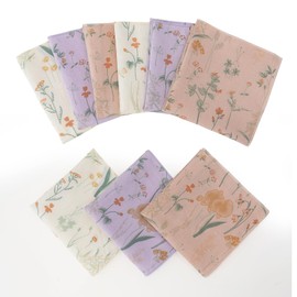 HOULIFE Women's Handkerchiefs with Floral Print Vintage Women's Handkerchiefs 60s Soft Cotton Women's Handkerchiefs Colourful Flowers Handkerchief 35 cm x 35 cm / 13.8 x 13.8 inches, Colour: 2-12