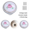 Tverghvad Ceramic Hand Painted Drawer Knobs, [4 Pack] Vintage Rose