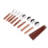 12 Pcs Stainless Steel Wooden Handle Tableware Set Outdoor 4