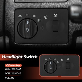 X AUTOHAUX Headlight Switchch for Ford F-250 Super Duty 2002 Headlamp Dimmer Switch for Ford F-350 Super Duty 02-04 for Ford F-450 02-04 No.2C3Z11654DAA/2C3Z11654DAB/HLS1242 for Ford F-550