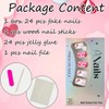 24Pcs Valentines Day Nails Heart Press on Nails Short Square