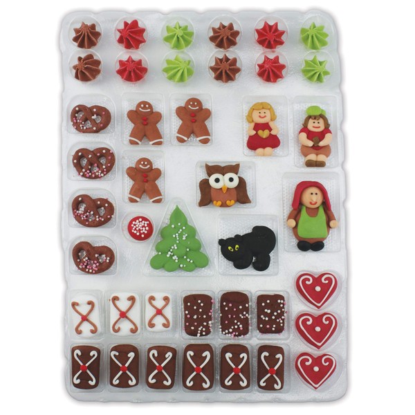 Günthart 41 Witch House Figures for a Witch House Gingerbread House, DIY Set of 41 Pieces Sugar Figures, for Hansel and Gretel Fairy Tales, Gingerbread House, Crispy House Figures, Red, Set of 1 (64