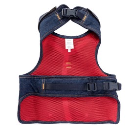 Wrangler Rope Denim Dog Vest Harness – Breathable Dog Vest with Mesh Lining - Machine Washable Dog Winter Jacket for Easy Cleaning, Layer Over Dog Sweater (Dark Wash, XL)